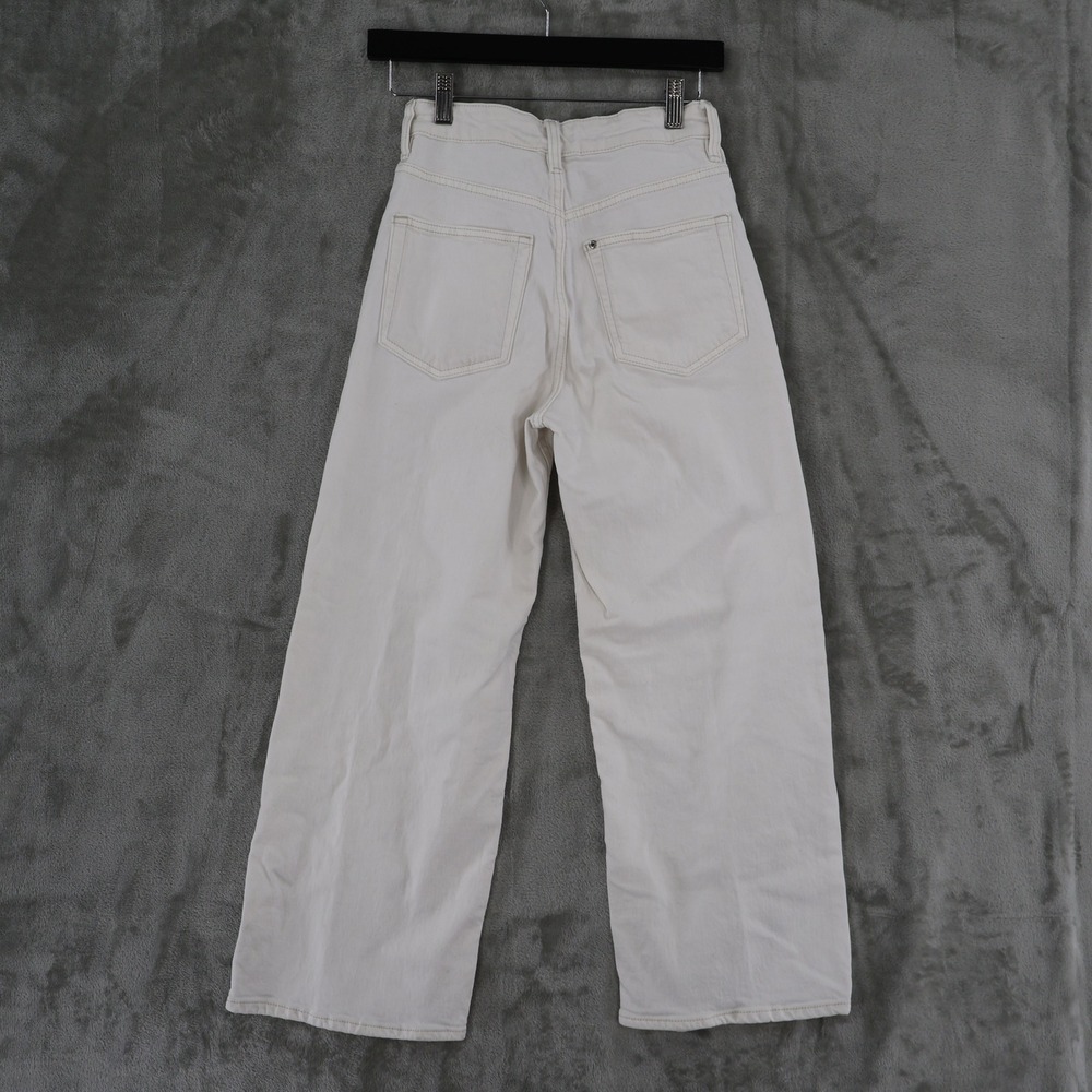 &DENIM Wide Leg Cropped High Waist Jeans Womens 2 White Preppy Casual Nautical‎ - Picture 3 of 16